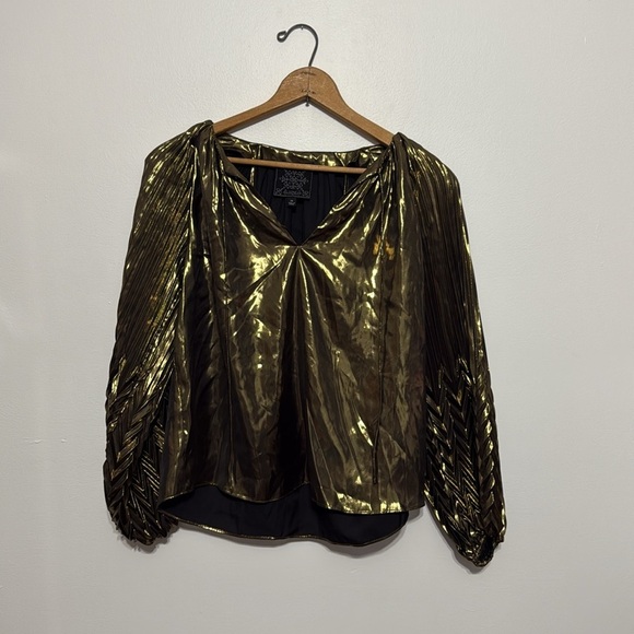 Johnny Was Golden Gem Pleated Blouse - Picture 7 of 13